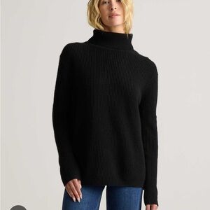 Quince 100% Organic Cotton Turtleneck Sweater black